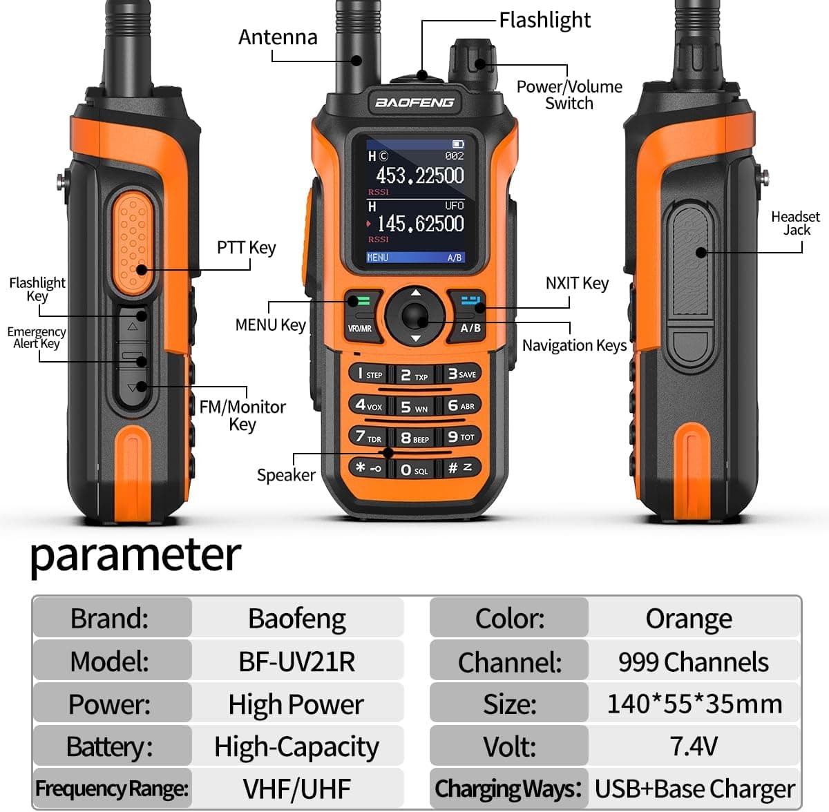 Baofeng UV-21R (Orange) 6