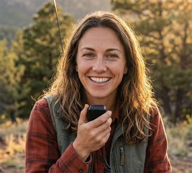 Jess reviewing handheld HAM radios